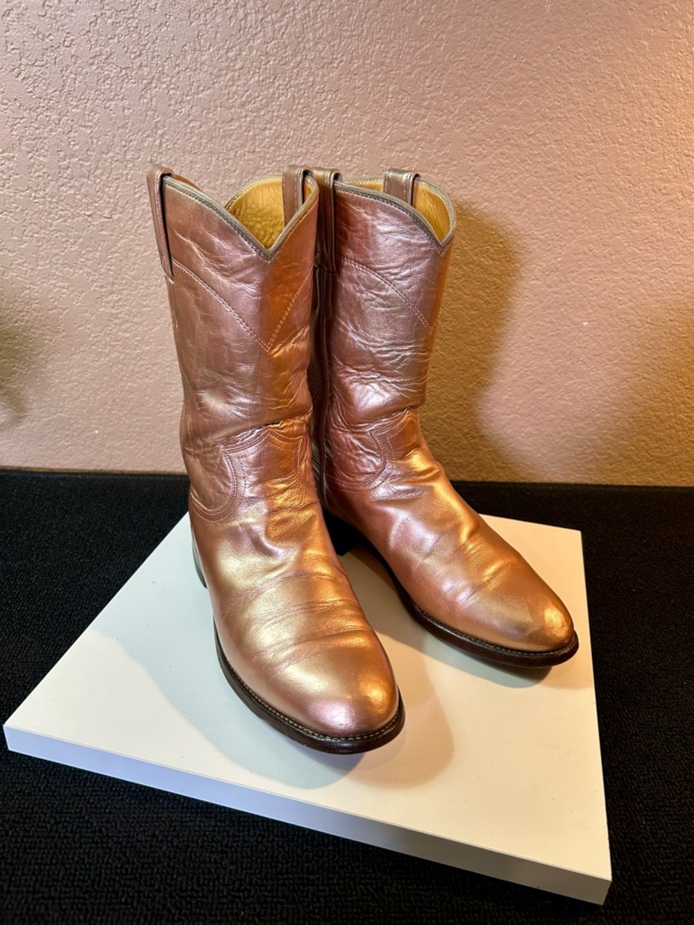 Rose Gold Justin Roper Boots Size 6-C. . L3067 Shimmer & Shine